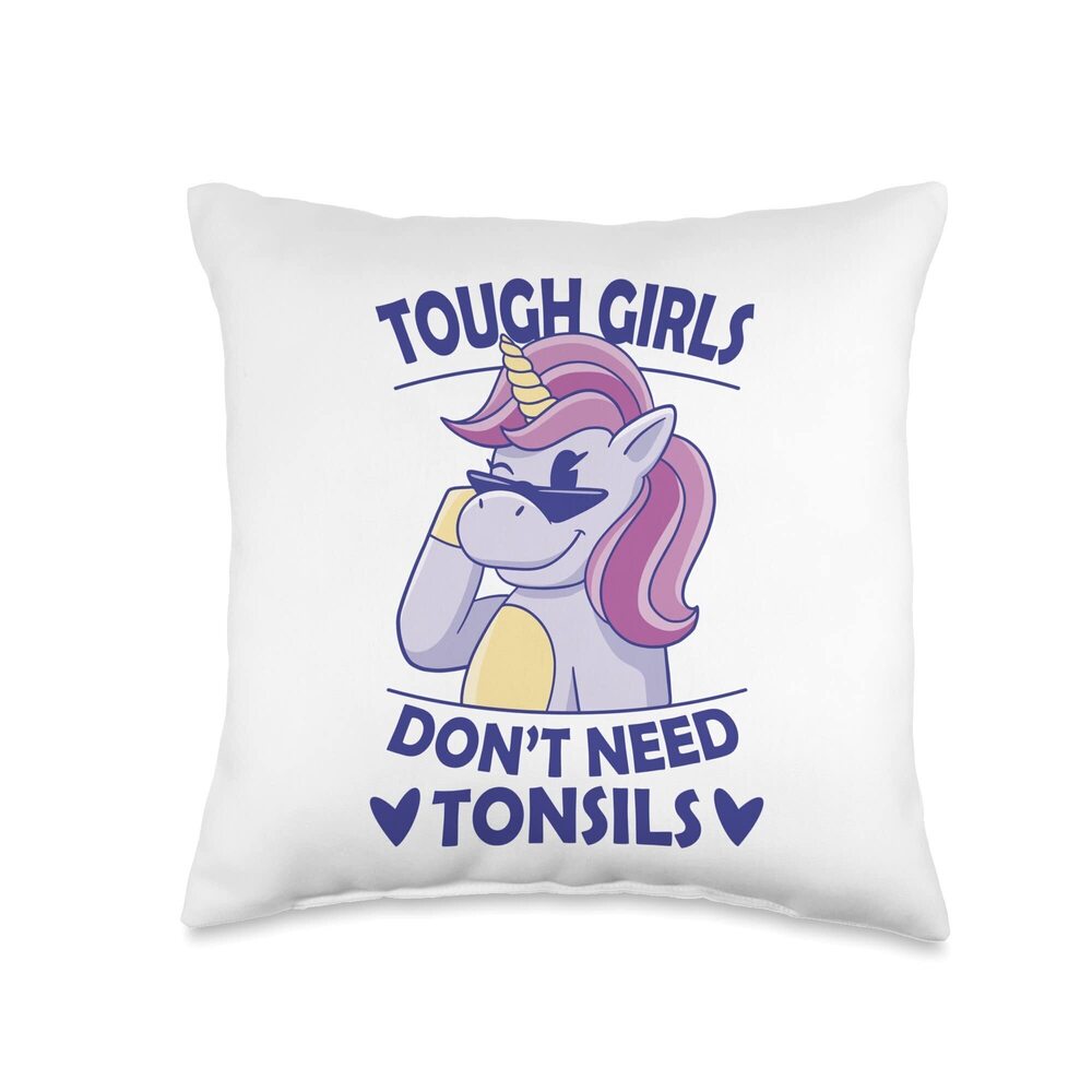 6743 Tonsil Surgery Tonsillectomy Recovery Tonsils Ice Cream Throw Pillow